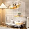 3/4-Tier Collapsible Cat Cage with 360Caster Wheels, Cat Enclosure Indoor with Platforms and Ladder, DIY Cat Playpen with Tray, Detachable Metal Wire Kennels Crate(White,24x17x38/60x42x96cm)