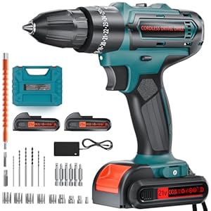 Cordless Drill Set,21V MAX Power Drill Set with 2 Batteries and Charger, 25+3 Torque Setting Electric Drill Driver/Drill Bits, 3/8” Keyless Chuck,with LED Electric Drill Set