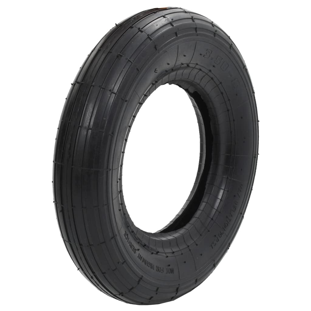 Set di 2 pneumatici per carriola 3.50-8 4PR con camera d'aria, robuste ruote di ricambio per carriola, carrello da trasporto e carrello, diametro 36 cm, portata 120 kg