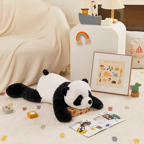 MorisMos weich Groß Panda Kuscheltier XXL, 80cm lang Flauschige Panda plüschtier stofftier,Süße plüschpanda Kissen Geburtstag Weihnachten Geschenk für Jungen Kinder