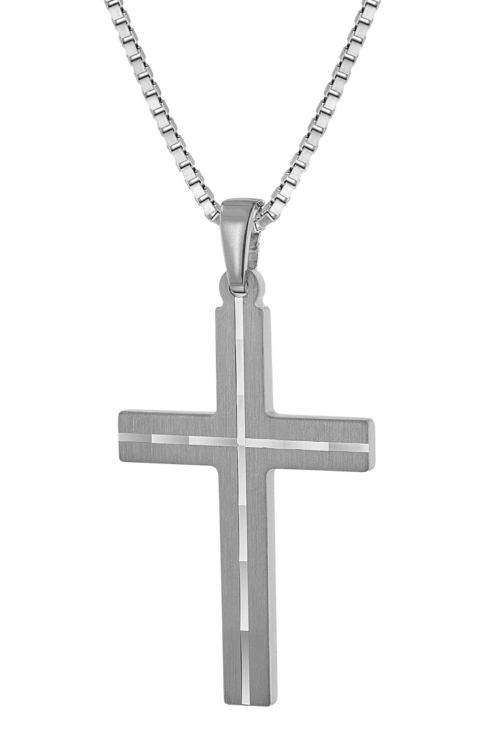 trendor Herren-Halskette mit Kreuz-Anhänger 925 Silber 63836
