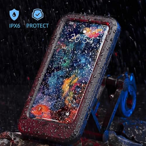 Image of Waterproof Bike Mobile Holder with Aluminum Alloy Base, 360 Rotatable Motorcycle Phone Mount Stand for Handlebar, Anti-Glare Touch-Screen Case for Bicycles, Scooters & Electric Bikes