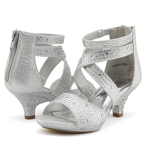 Dream Pairs Low Heel Dress Pump Sandals,3 M Us Little Kidsilver/Sweety-2 #TOP5