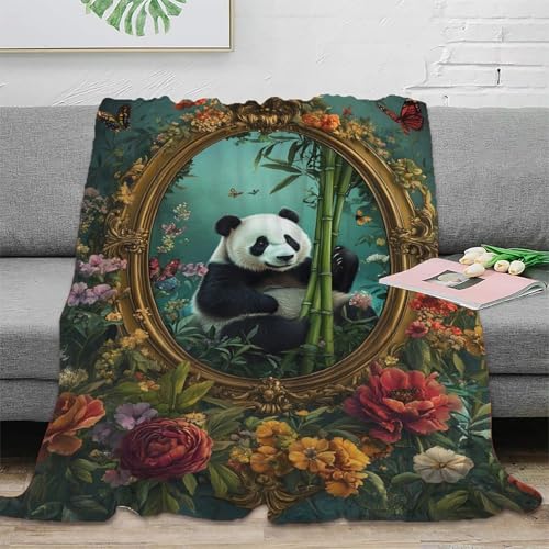 Couverture polaire panda en flanelle de lit chaude 100x130cm