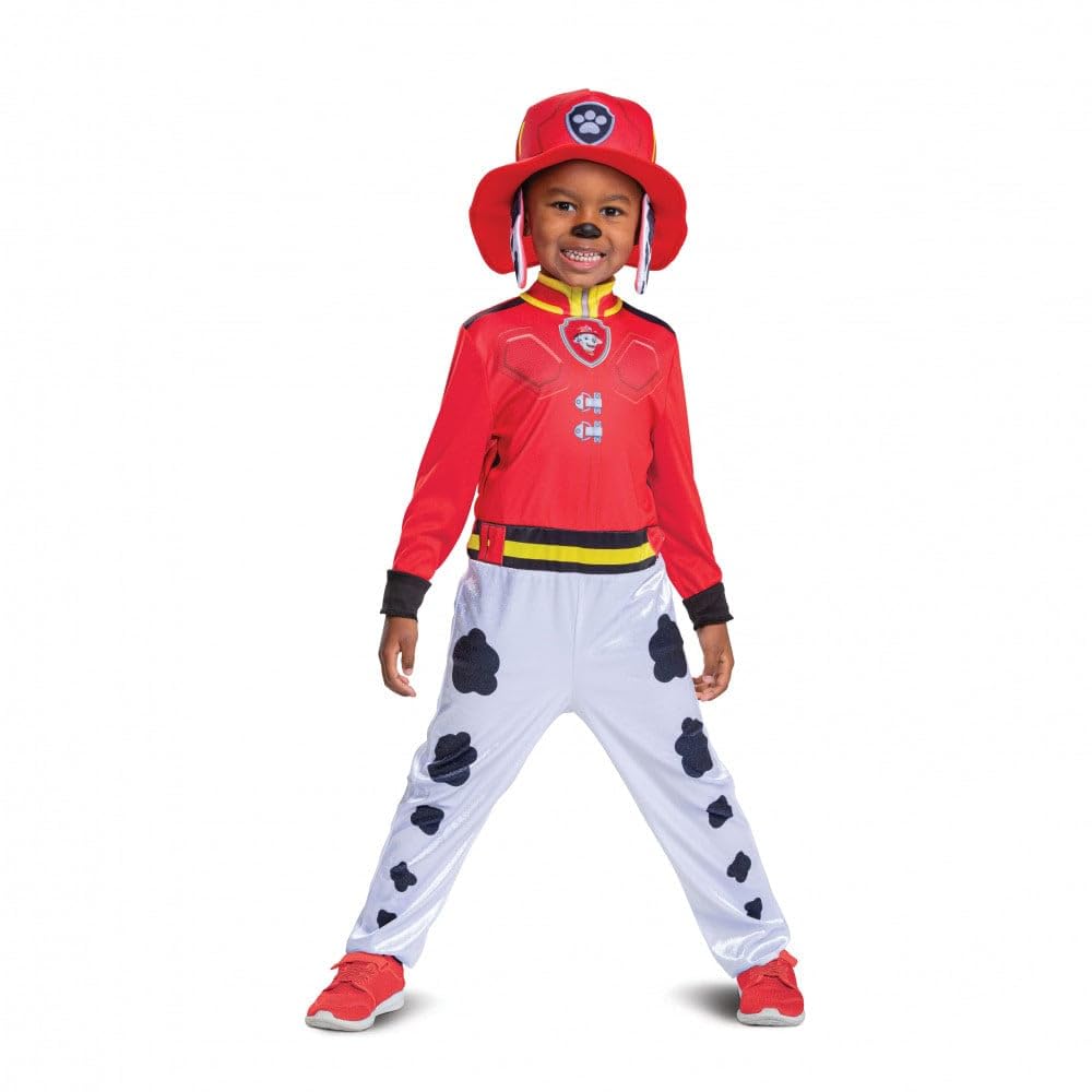 – Disguise boys Paw Patrol Marshall Costume Hat and Jumpsuit for Boys, Paw Patrol Movie Character Outfit With Badge Costume (pack of 1)