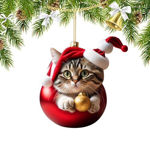Verrückte Christbaumanhänger 22 Ellxen Katze Weihnachtsbaum Anhänger,2D Acryl Katze...