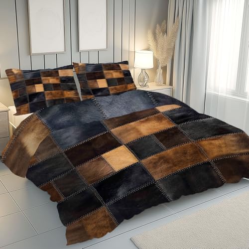 Parure de lit 220x240 patchwork avec housse de couette en microfibre et taies - 4