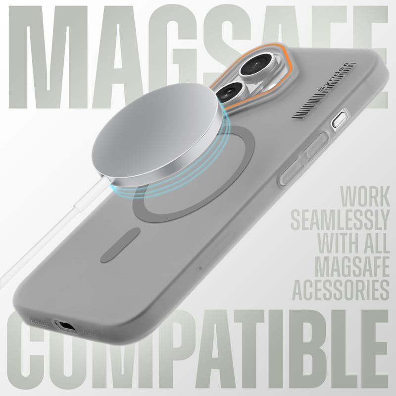 Image of Mr. Case Back Cover for iPhone 16 Sleek Frosted Translucent Back with Wireless Charging Support | Anti-Scratch Shockproof Phone Case - Grey