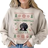 NAZENTI Photo Ugly Christmas Sweatshirt, Custom Dog Cat Sweatshirt, Personalized Dog Mom Sweatshirts, Funny Pet Lover Sweater Holiday, Matching Christmas Shirt, Dogs Dad Dogs Mom Xmas Gifts
