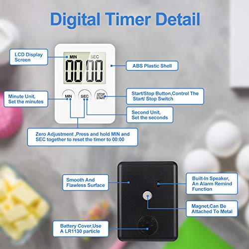 9 Pieces Digital Kitchen Timer With An Alarm Remind Function Magnetic Count Up And Countdown With Large Lcd Display For Cooking, Fitness, Studying, Simple Operation Suitable For Kids And The Elderly #TOP3