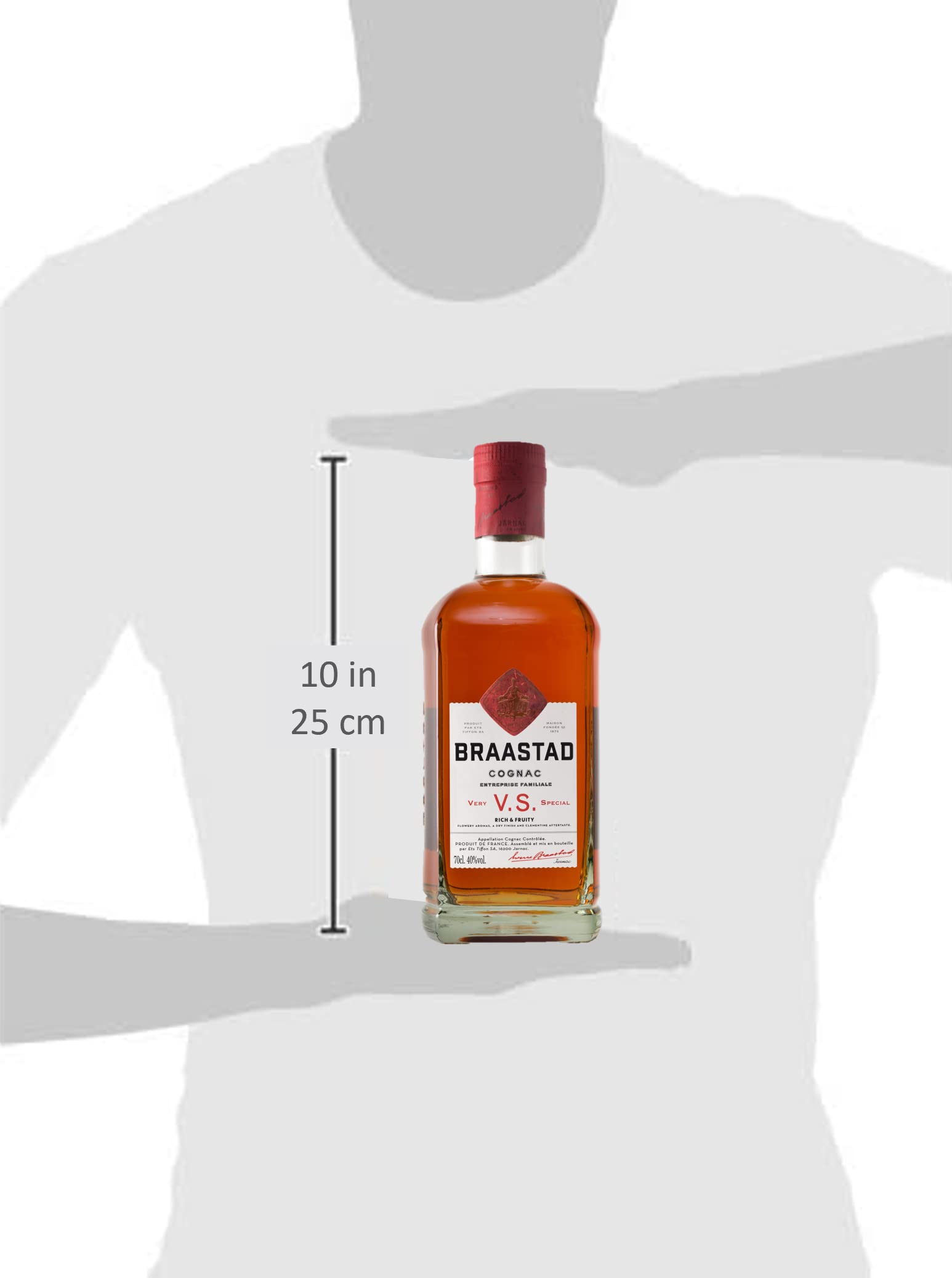 Braastad Cognac VS 40% vol. (1 x 0,7l) – Französischer Cognac mit frischem Charakter – Perfekt pur, in Cocktails, Aperitifs oder Longdrinks