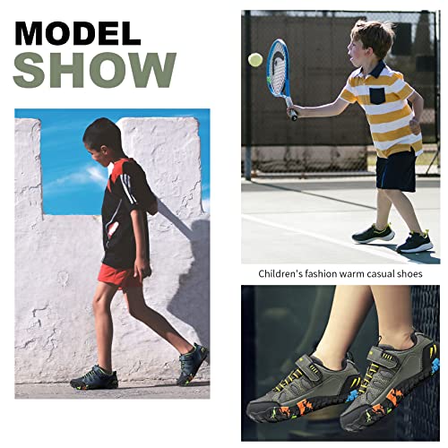 Ashion Boys No-Tie Hiking Shoes For Kids Lightweight Breathable Outdoor Trekking Walking Sneaker #TOP4