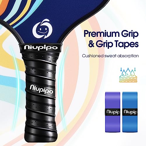 Image of niupipo Pickleball Paddles Set of 2 or 4, USAPA Approved Fiberglass Pickleball Paddle Set with Balls and Bag, Polypropylene Honeycomb Core, Lightweight Pickleball Paddles for Beginners Men Women