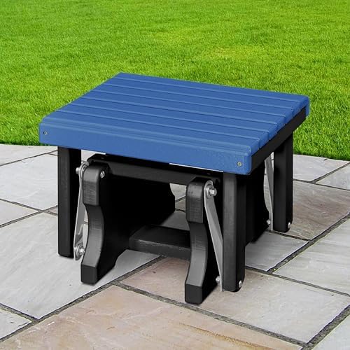 American Furniture Classics Model 601BBK Gliding Ottoman in Blue and Black, Made in USA