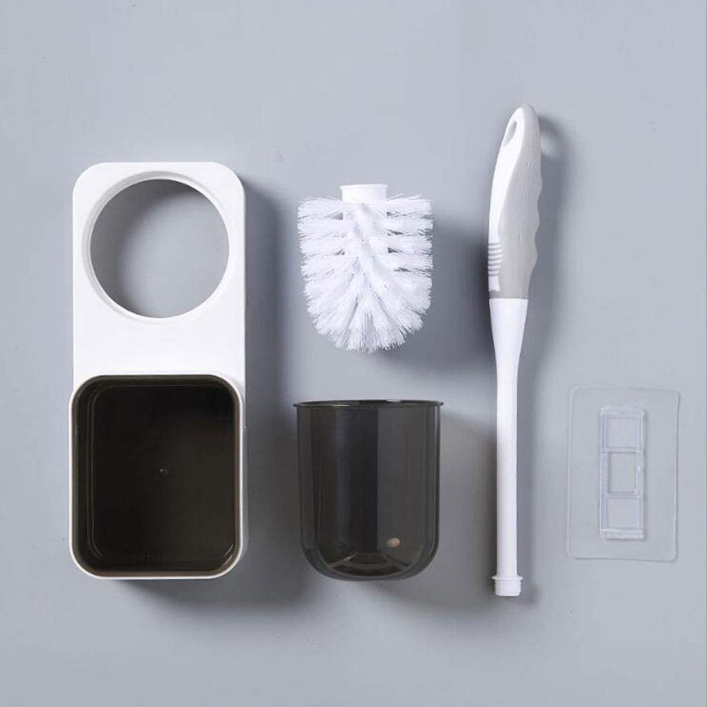 Cepillo de Limpieza Escobilla Y Soporte para Inodoro Montado En La Pared Juego De Escobillas para Inodoro WC Cepillo para Inodoro Depurador De Plástico Cepillo de Baño(Black)