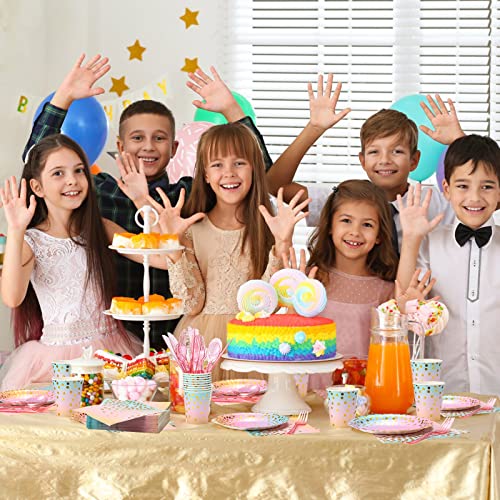 560 Pcs Rainbow And Gold Party Supplies For 80 Guests Disposable Dinnerware Kits Gold Dots On Rainbow Paper Plates Napkins Cups Plastic Forks Knives Spoons For Birthday Wedding Baby Shower Home Party #TOP5