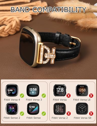 TOYOUTHS Genuine Leather Straps Compatible with Fitbit Versa 3/Versa 4/Sense 2/Sense - Image 2