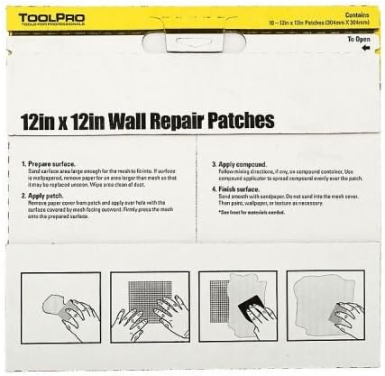 ToolPro Professional Grade Drywall Repair Patch, 10 Pack (12 inch x 12 inch)