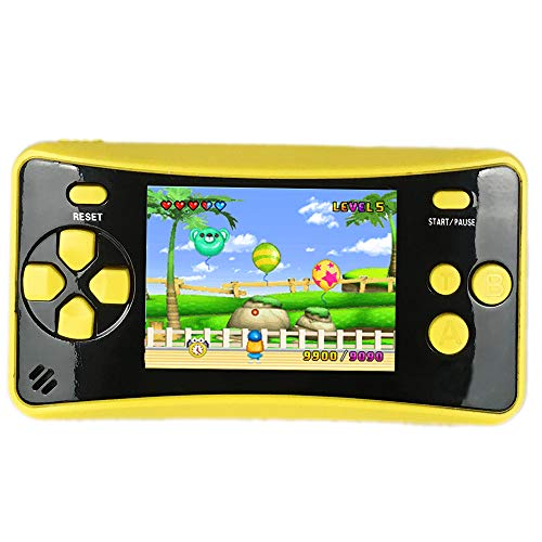 HigoKids Portable Handheld Games for Kids 2.5" LCD Screen Game Console TV Output Arcade Gaming Player System Built in 182 Classic Retro Video Games Birthday for Your Boys Girls (Yellow)