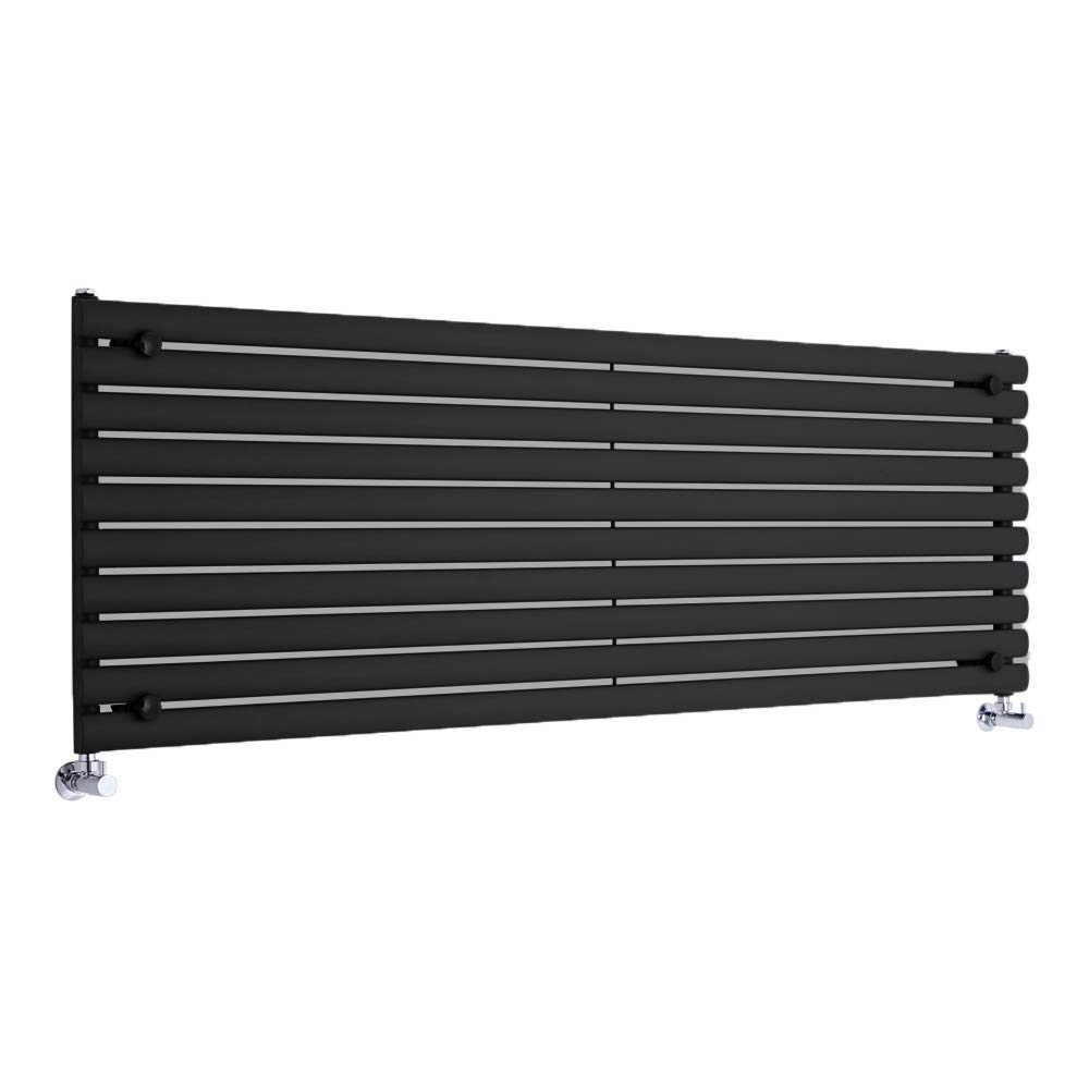 Milano Aruba Black Horizontal Single Oval Panel Radiator - 590mm x 1790mm