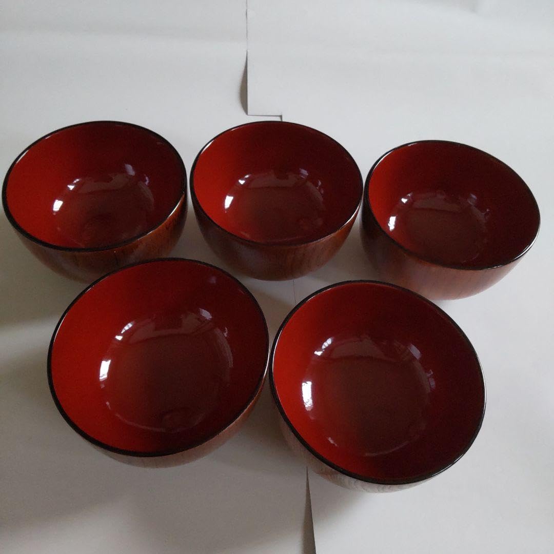 【木曽漆器】天然木　高級吸物椀5客　朱黒金　通産大臣賞連続入賞　㈱山加　萩村漆器 木曽漆器】天然木 高級吸物椀5客 朱黒金 通産大臣賞連続