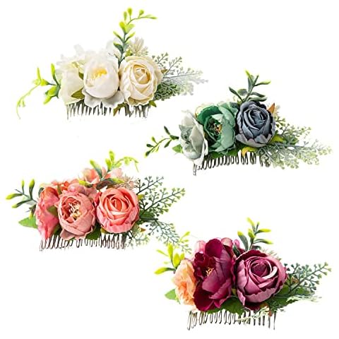 Cinaci 4 Pack Floral Hair Combs Cover