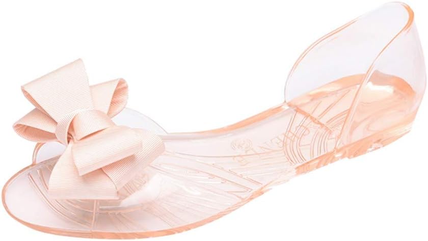 Women Bowknot Open Toe â € Ladies Jelly Slip On Shoes Big Floral Fish Mouth Flat Platform Beach