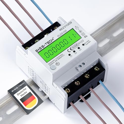 3 Phasen Drehstromzähler [FLDS100 - MID 26] - Stromzähler für TS35 Hutschiene MID geeicht digitaler LCD Drehstromzähler mit S0 100A 400V