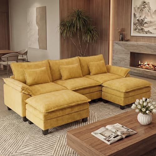 Image of URRED Oversized Modular Sectional Sofa,Yellow:122 inch U Shaped