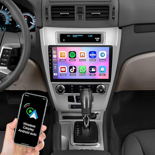 Vorally 10Inch Android 13 Car Stereo for Ford Fusion 2010 2011 2012 with Wireless CarPlay & Android Auto, 2+32GB Car Radio, Support GPS, Bluetooth, FM Radio, Backup Camera