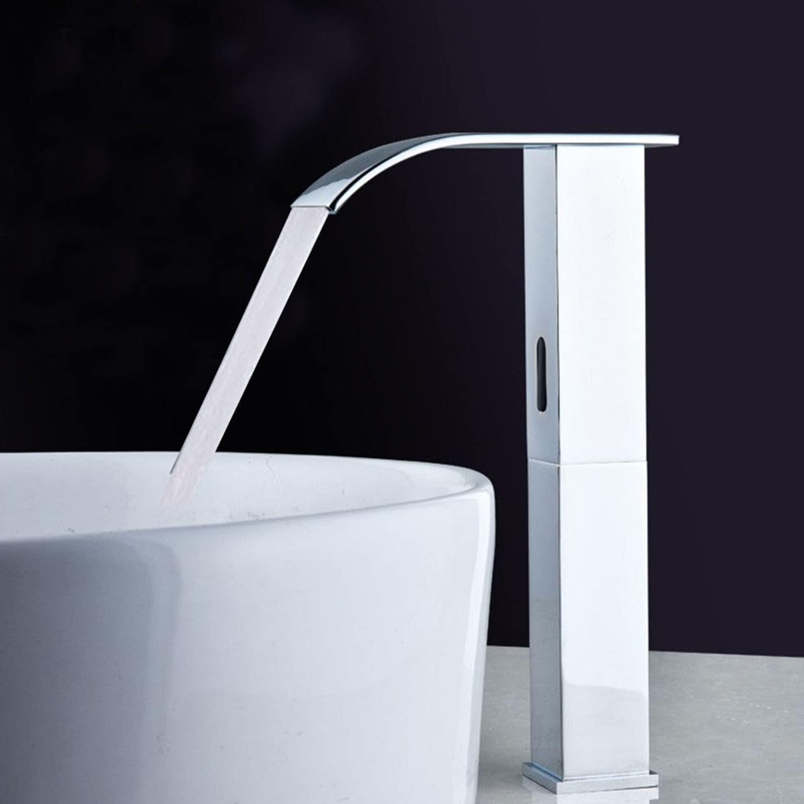 Grifo automático sensor infrarrojos para baño fregadero cascada G1/2, encendido/apagado automático sin contacto, ahorro de agua, rango detección 15-2 cm, suitable for instalación en cocina, baño, hos