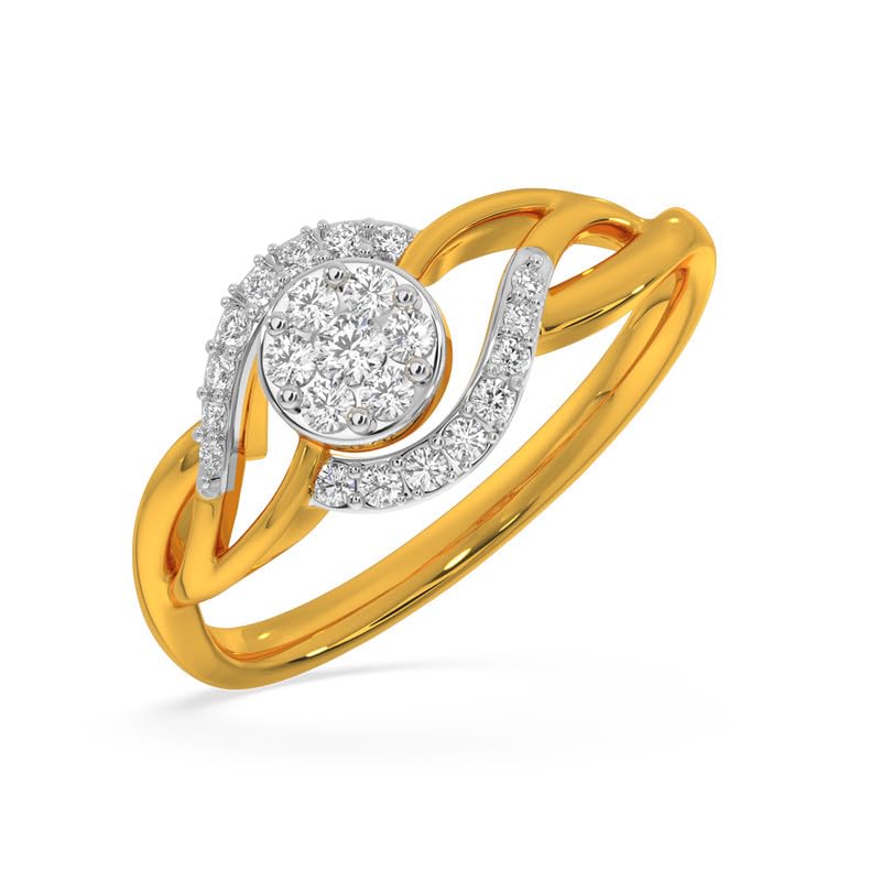 Image of KISNA 14k / 18k Real Gold & Diamond Ring | Diwali, Rakhi Rakshabandhan Gift for Sister /Bhabhi /Women | With Certificate of Authenticity & BIS-Hallmarked Gold Jewellery | Kush Diamond Ring