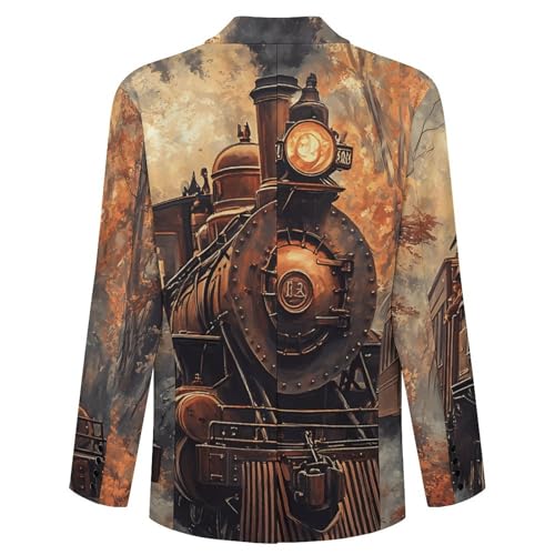Steam Train in The Autumn Forests Funny Suits Blazer for Men Business Jacket 2 Button Sport Coat Wedding Office4