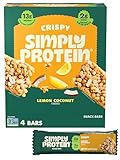 Simply Protein - Lemon Coconut Crispy Bars - Plant Based Protein Bars - Low Carb, Low Sugar, High Fiber - 13g Protein, 2g Sugar, 7g Fiber - Vegan, Gluten Free, Non GMO, Kosher - 4 Bars