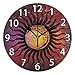 Sun Or Moon Bohemian Design Round Wall Clock, Silent Non Ticking Oil Painting Decorative for Home Office School Clock Art