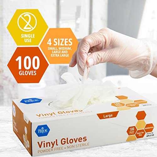 image for Med PRIDE Vinyl Gloves| Medium Case of 1000| 4.3 mil Thick, Powder-Fre