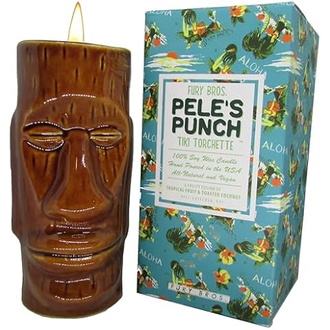 Tiki Cocktail Scented Candles | Pele’s Punch | Tropical Fruit & Toasted Coconut | Natural Soy Wax | Hand-Poured in USA | Long 70 Hour Burn (12 oz) Cover