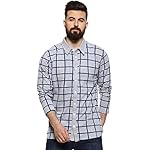 Campus Sutra Men Navy Blue Checkered Collared Shirt Button Up for Casual Wear Crafted with Regular Sleeve Comfort Fit High Performance Everyday