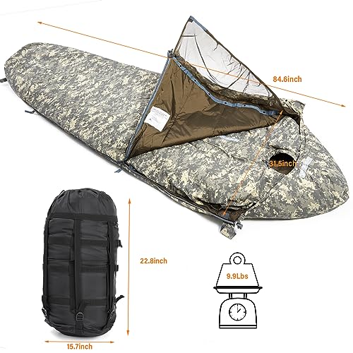 Image of MT Military Army Force Defence 4 & Tropen Patrol Mummy Sleeping Bags with Bivy Cover Compression Sack, Modular Sleeping System 2.0 for Cold Weather,