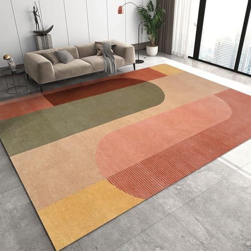 Colorful Geometric Area Rug, Retro Pink Orange Print Carpet, Machine Washable Breathable Durable Kids Rugs Indoor Carpet for Bedroom Living Room Classroom Office Kitchen(2x6ft