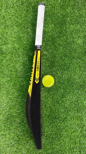 Image of Plastic Cricket Bat for Tennis Ball Adults with Grip Full Size, Black