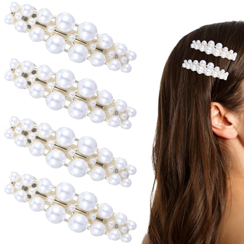 Set de 4 pinzas pequeñas con perlas para cabello