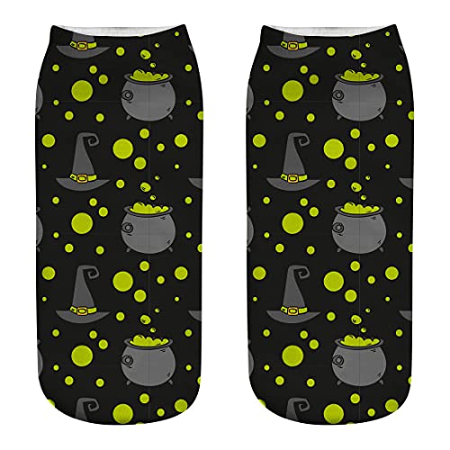 Luckywaqng Occasionnels Citrouille Chauve-souris Imprimer Chaussettes Mignons pour Sport Moyen Enfants Ballerine Chaussettes, c, taille unique Cover