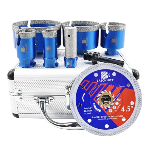 Image of Diamond Core Drill Bit Set - BRSCHNITT Tile Hole Saw Kit 1 inch 1-3 /8 inch2 inch 3 inch 4 inch& 4 /5 inch Finger Bit & for Porcelain Tile Ceramic Marble Granite &Diamond Blade