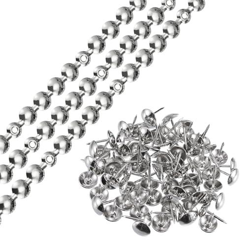 QUARKZMAN 3 Stück Polsternägel Streifen, 1 Meter glänzende dekorative Nagelbesätze für Sofa-Kopfteil, Stuhlmöbel mit Polsternägeln (11 mm Silber)