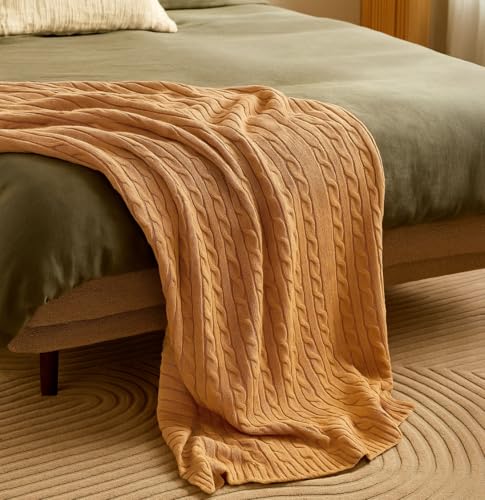 Netbors 100% Cotton Cable-Knit Throw Blanket: 60'...