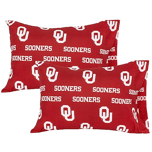 College Covers Everything Comfy Oklahoma Sooners Pillowcase Pair, Standard, 20" x 30", Includes 2 Pillowcases
