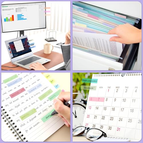 Wosyoodo 2000 Stück Haftstreifen, 10 Set Kleine Sticky Notes, Mehrfarbig Papier, Index Tabs, Plastik für Markieren und Hervorheben von Seiten, Schreibbar