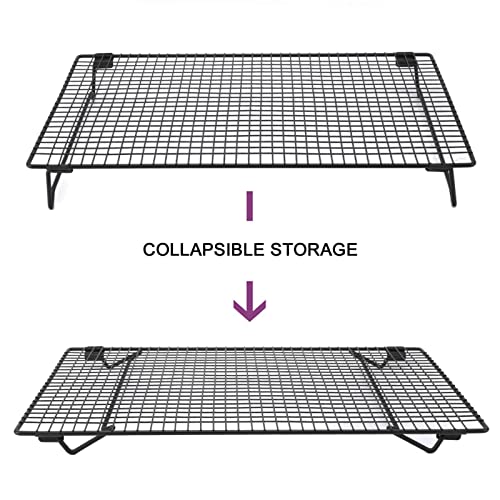 Miniatura 7 de Rejilla Para Hornear, Rejilla Rectangular Antiadherente Apilable Para Horno Y Parrilla, Resistente A Altas Temperaturas 575 F , Malla Pequeña Para Circulación Óptima, Hierro Duradero