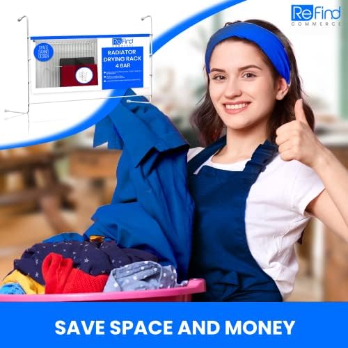 [2Pcs]ReFind Radiator Drying Rack. Towel & Clothes Airer For Space Saving & Energy Bill Reduction. 4 tier Clothes Drying Rack. Strong Metal Rack. Cost Efficient Towel Rail for laundry (50x14.5x34.5cm)